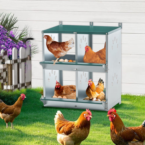 4-Compartment Galvanized Chicken Nesting Box – Durable Hen Laying Box for Backyard Coops