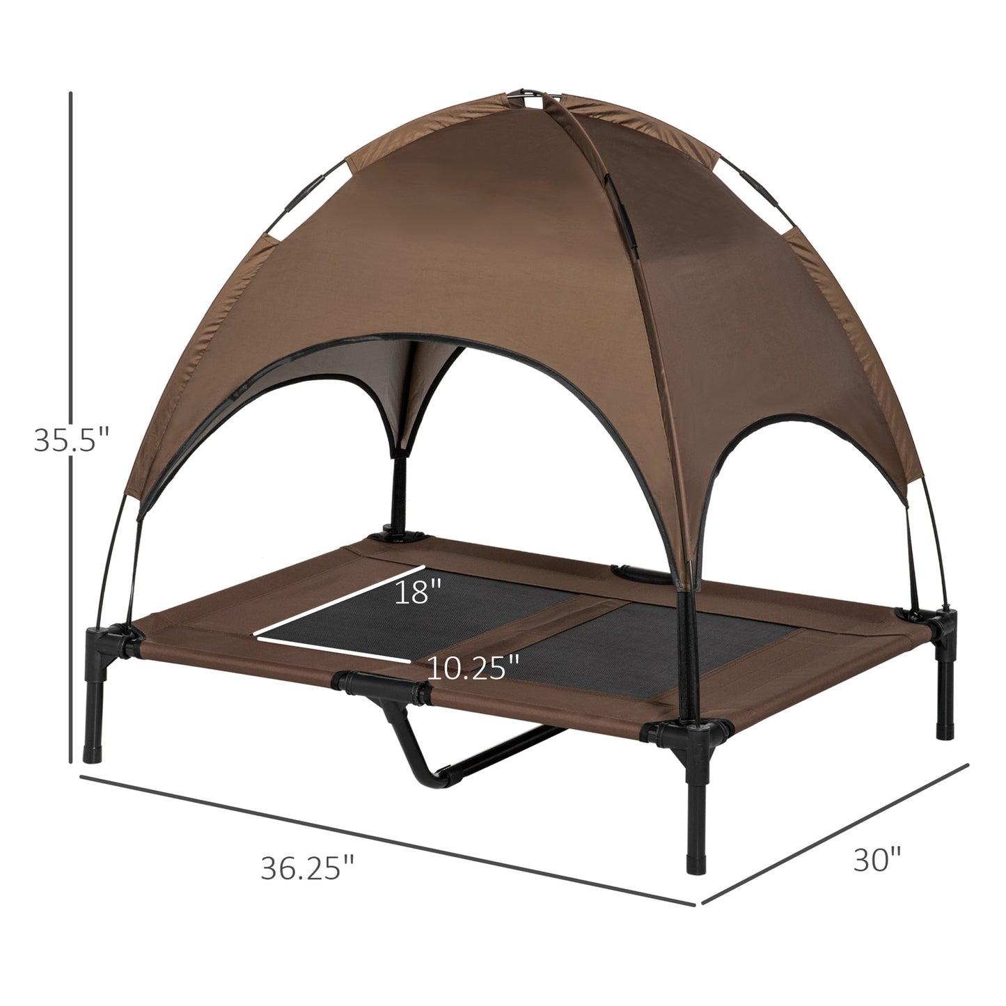48" x 36" Elevated Portable Dog Cot with Canopy – Cooling Outdoor Pet Bed for Dogs