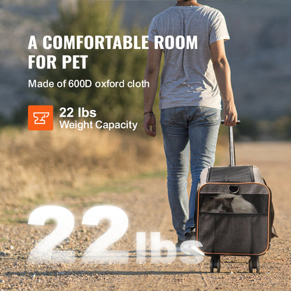 Wheeled Pet Carrier for Dogs & Cats — Portable Travel & Vet Carrier with Wheels