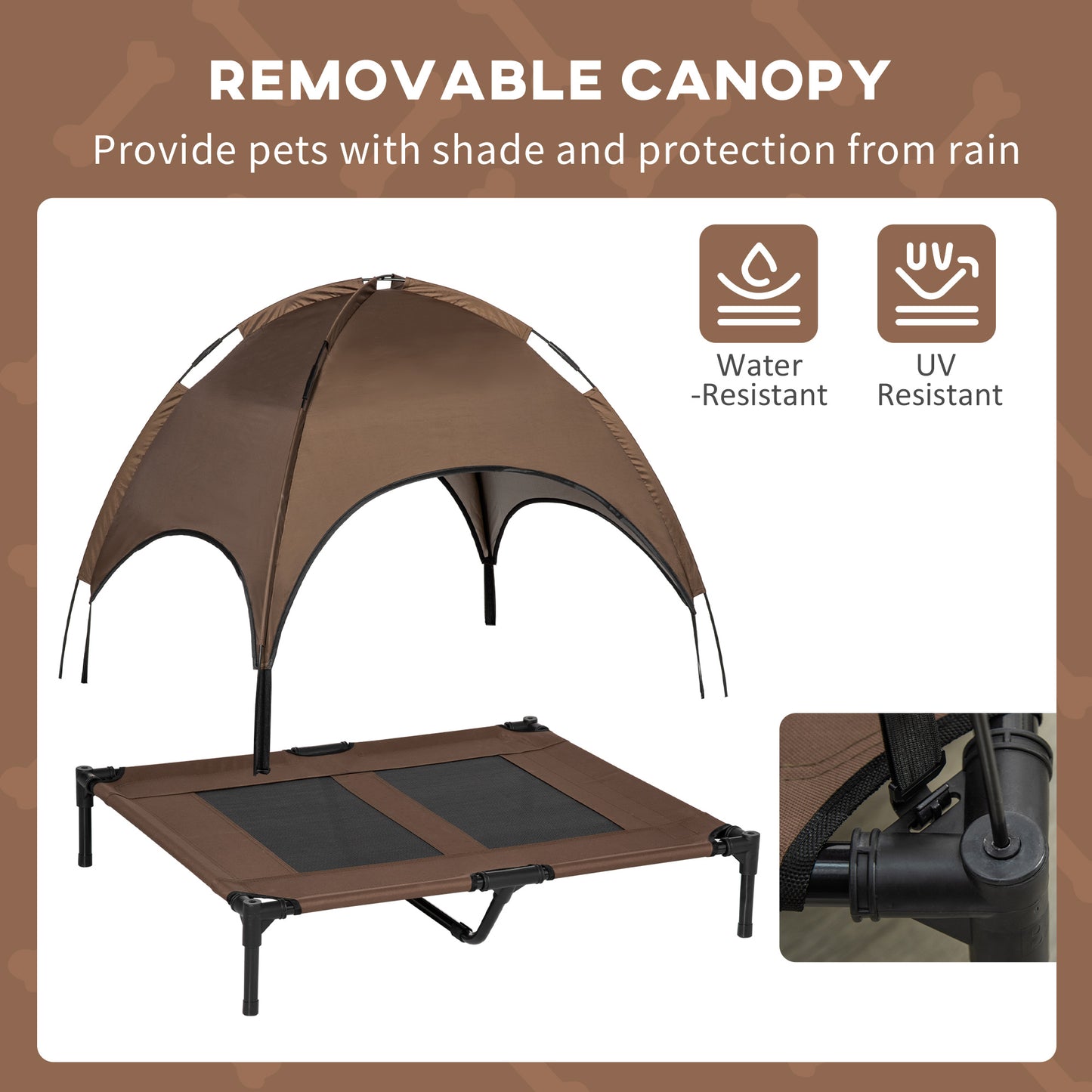 48" x 36" Elevated Portable Dog Cot with Canopy – Cooling Outdoor Pet Bed for Dogs