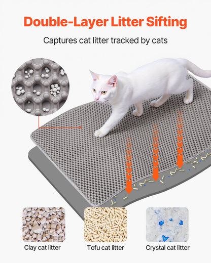 Double-Layer Honeycomb Cat Litter Trapping Mat (30" × 24") — Non-Slip, Urine-Proof Floor Protector