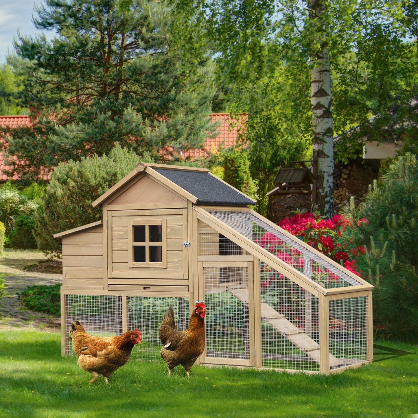 Backyard Wood Chicken Coop & Hen Cage — Secure Poultry Pen for Chickens, Ducks & Small Animals
