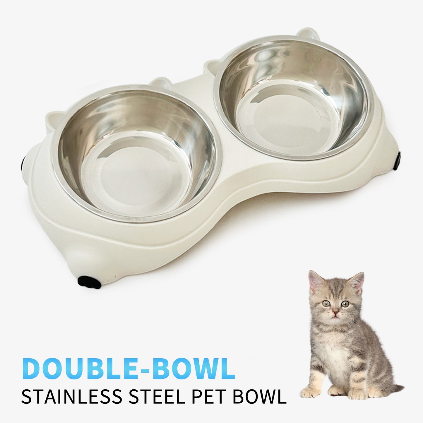 Double Stainless Steel Pet Bowl Set — Durable Pet Feeding & Water Station