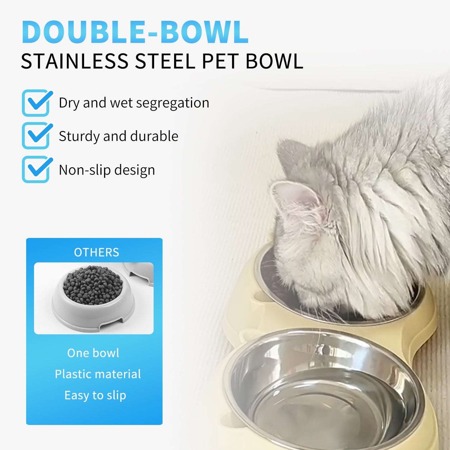Double Stainless Steel Pet Bowl Set — Durable Pet Feeding & Water Station
