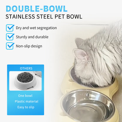 Double Stainless Steel Pet Bowl Set — Durable Pet Feeding & Water Station
