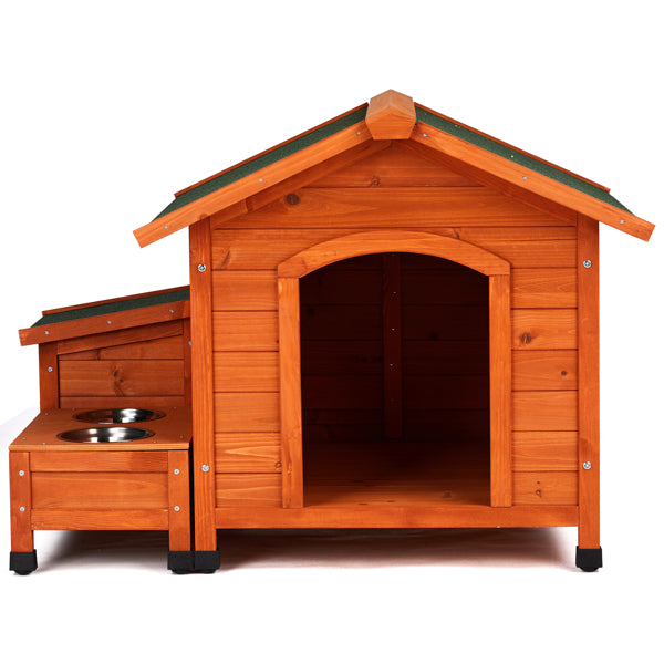Wooden Pet House with Green Asphalt Roof — Cozy Outdoor Shelter for Dogs & Cats