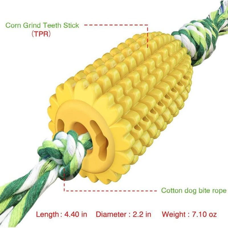 Durable Chew & Squeak Corn-Cob Dog Toy — For Small, Medium, and Large Dogs