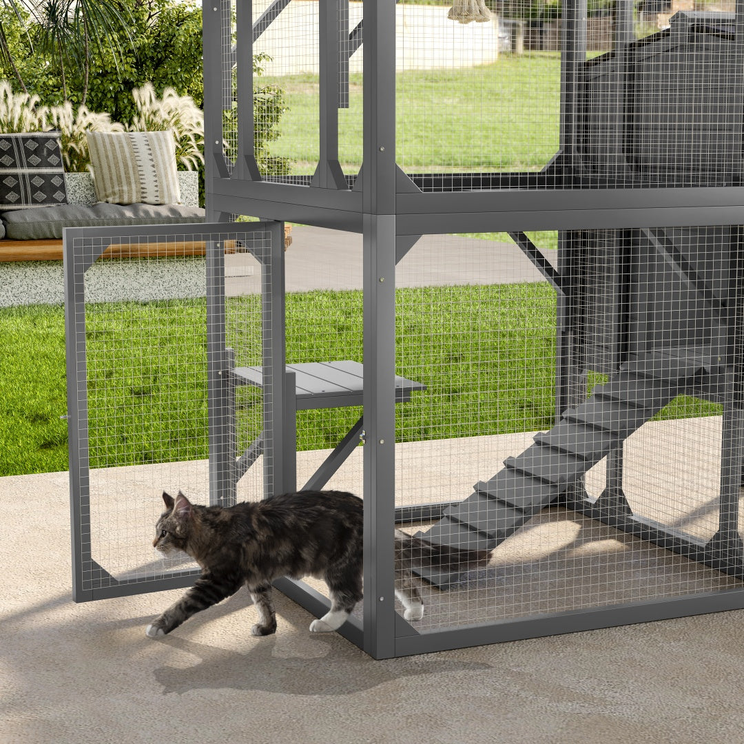 Large Wooden Catio — Spacious Outdoor Cat Enclosure for Safe Outdoor Time