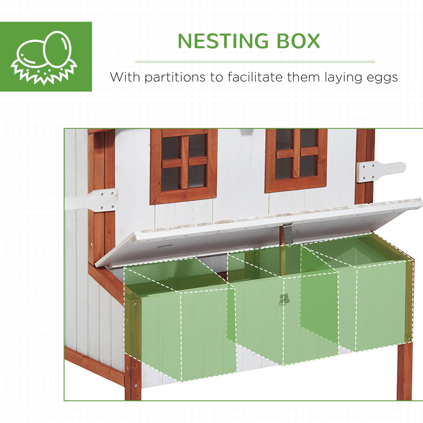 47" Wooden Chicken Coop with Nesting Box – Secure Backyard Hen House for 2–4 Chickens