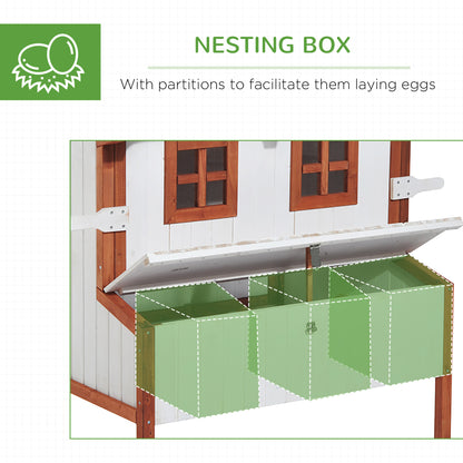 47" Wooden Chicken Coop with Nesting Box – Secure Backyard Hen House for 2–4 Chickens