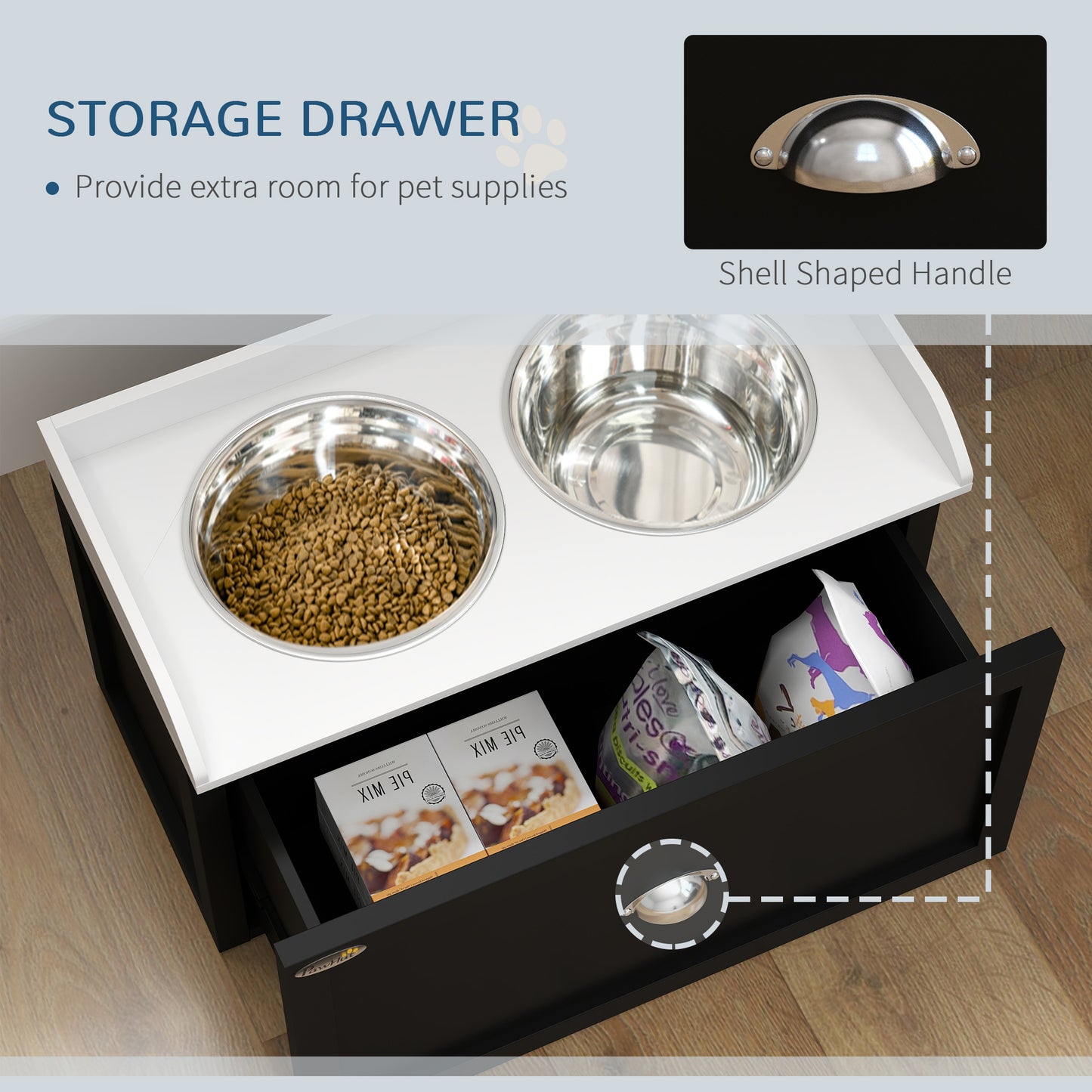 Pet Feeding Station with Storage & Dish Bowl Set — Organized Food & Water Station for Pets
