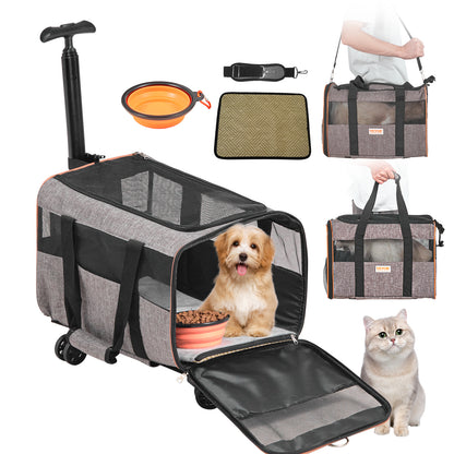 Wheeled Pet Carrier for Dogs & Cats — Portable Travel & Vet Carrier with Wheels