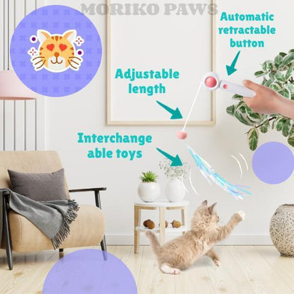 Retractable Laser Cat Stick Toy — Safe Interactive Wand for Indoor Cats