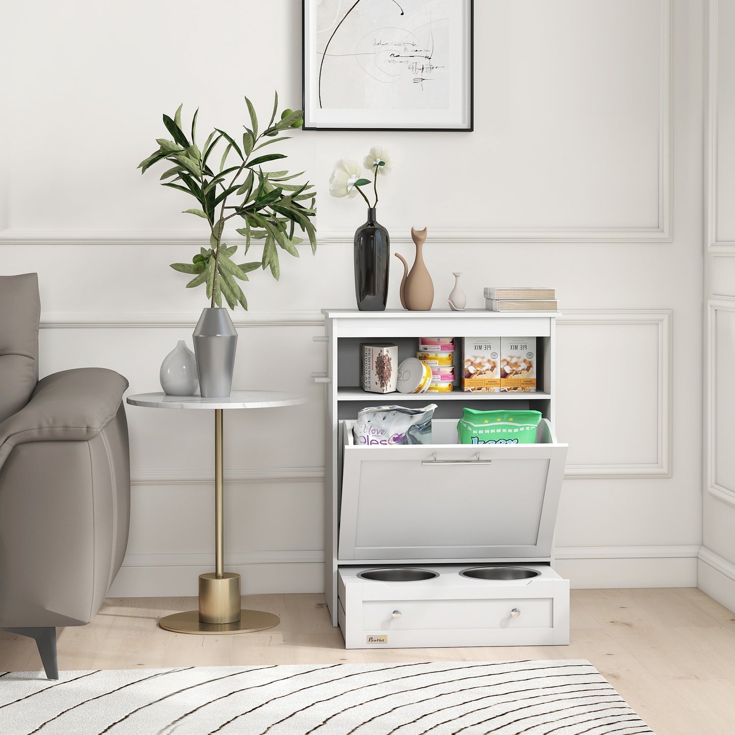 Pet Feeder Station & Storage Cabinet — Organized Feeding & Storage Solution for Dogs & Cats