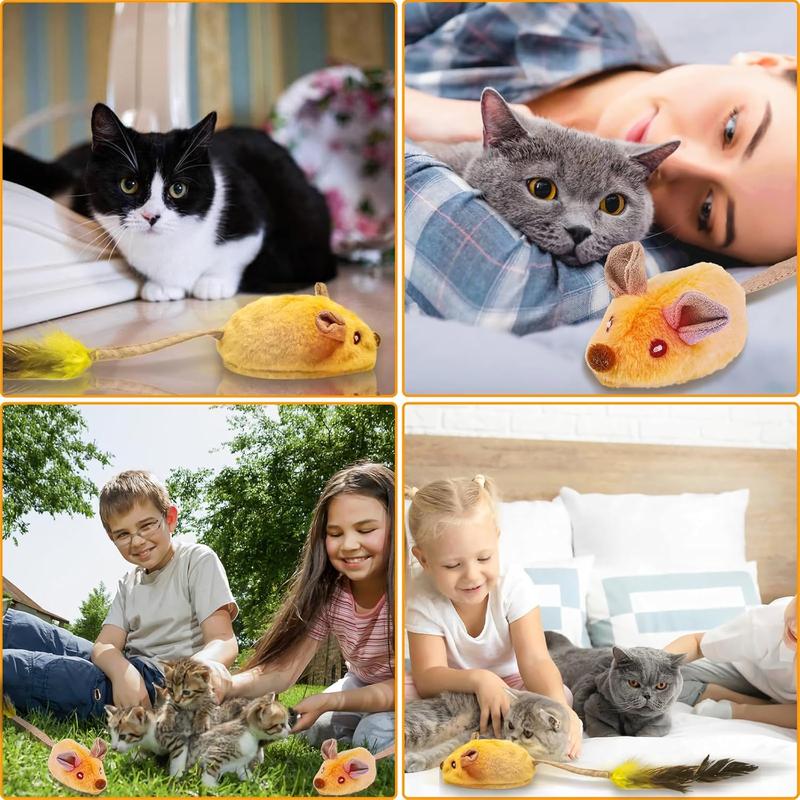 Interactive USB-Rechargeable LED Mouse Toy — Automatic Moving, Chirping & Feather Tail Cat Toy for All Breeds