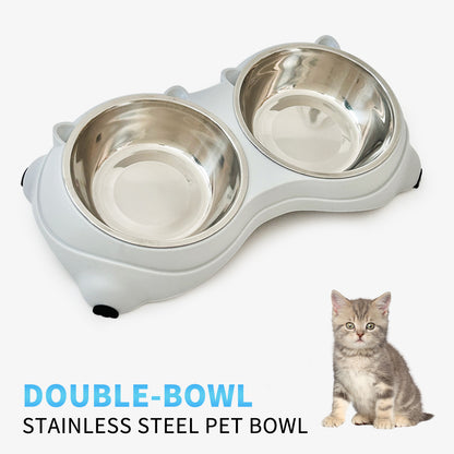 Double Stainless Steel Pet Bowl Set — Durable Pet Feeding & Water Station