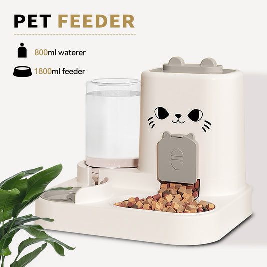 2-in-1 Automatic Cat Feeder & Water Dispenser — Dry Food + Water Bowl for Indoor Pets