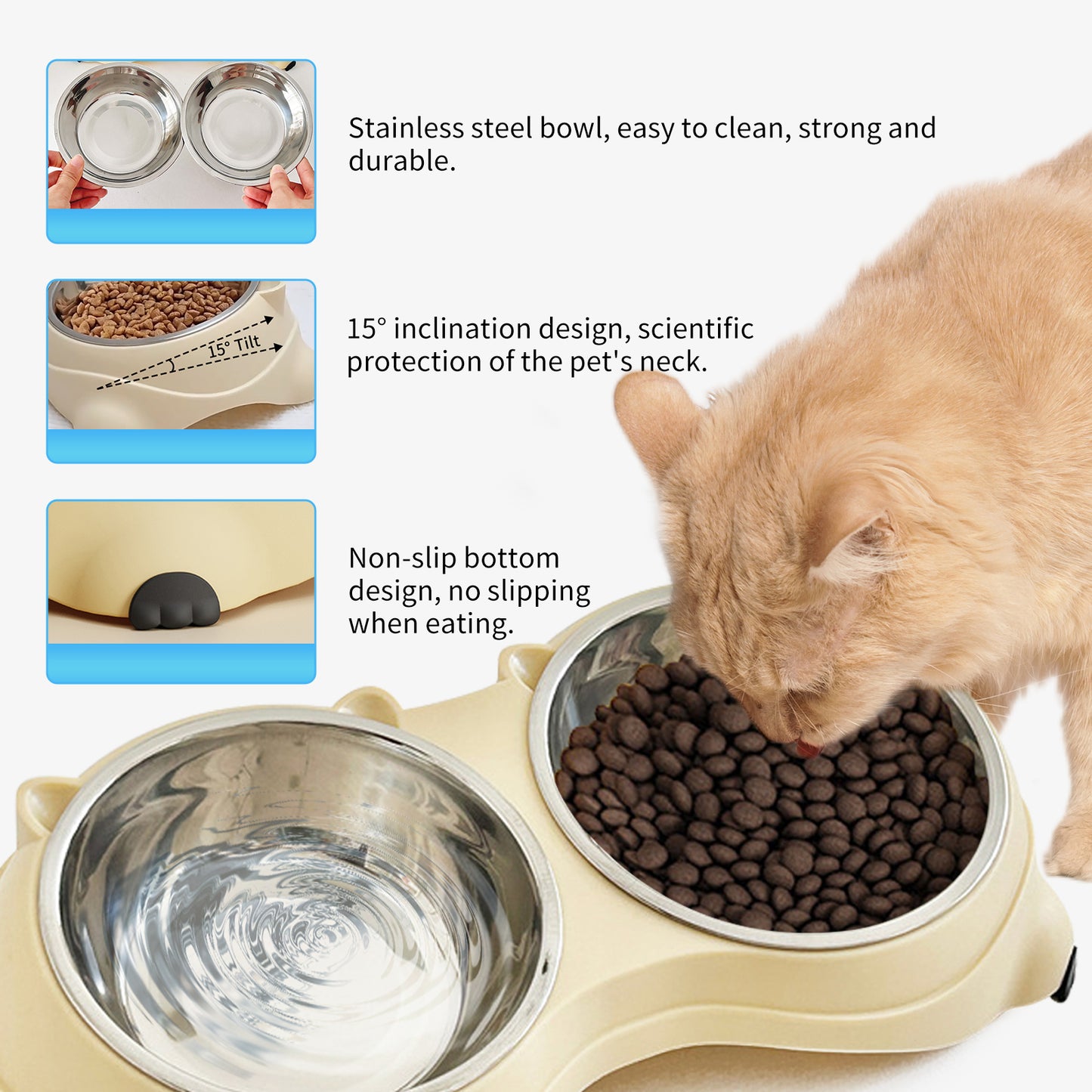 Double Stainless Steel Pet Bowl Set — Durable Pet Feeding & Water Station