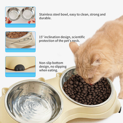 Double Stainless Steel Pet Bowl Set — Durable Pet Feeding & Water Station