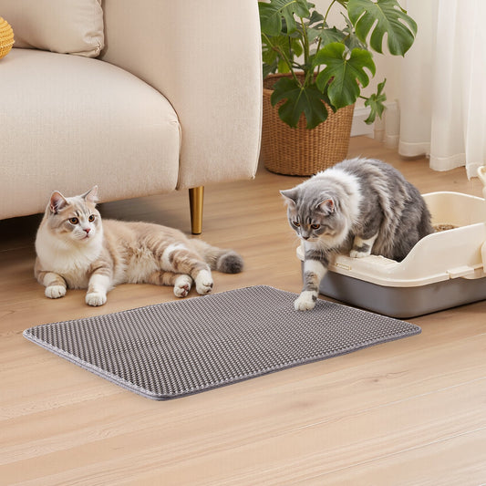 Double-Layer Honeycomb Cat Litter Trapping Mat (30" × 24") — Non-Slip, Urine-Proof Floor Protector