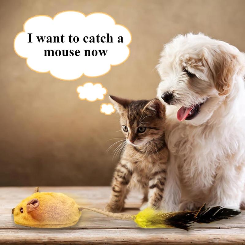 Interactive USB-Rechargeable LED Mouse Toy — Automatic Moving, Chirping & Feather Tail Cat Toy for All Breeds
