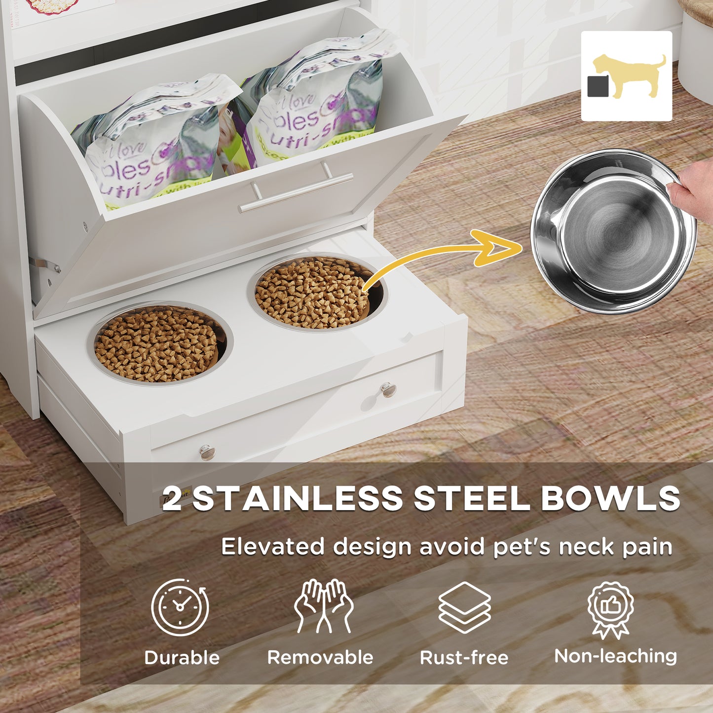 Pet Feeder Station & Storage Cabinet — Organized Feeding & Storage Solution for Dogs & Cats