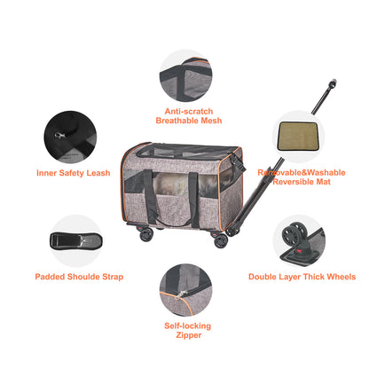 Wheeled Pet Carrier for Dogs & Cats — Portable Travel & Vet Carrier with Wheels