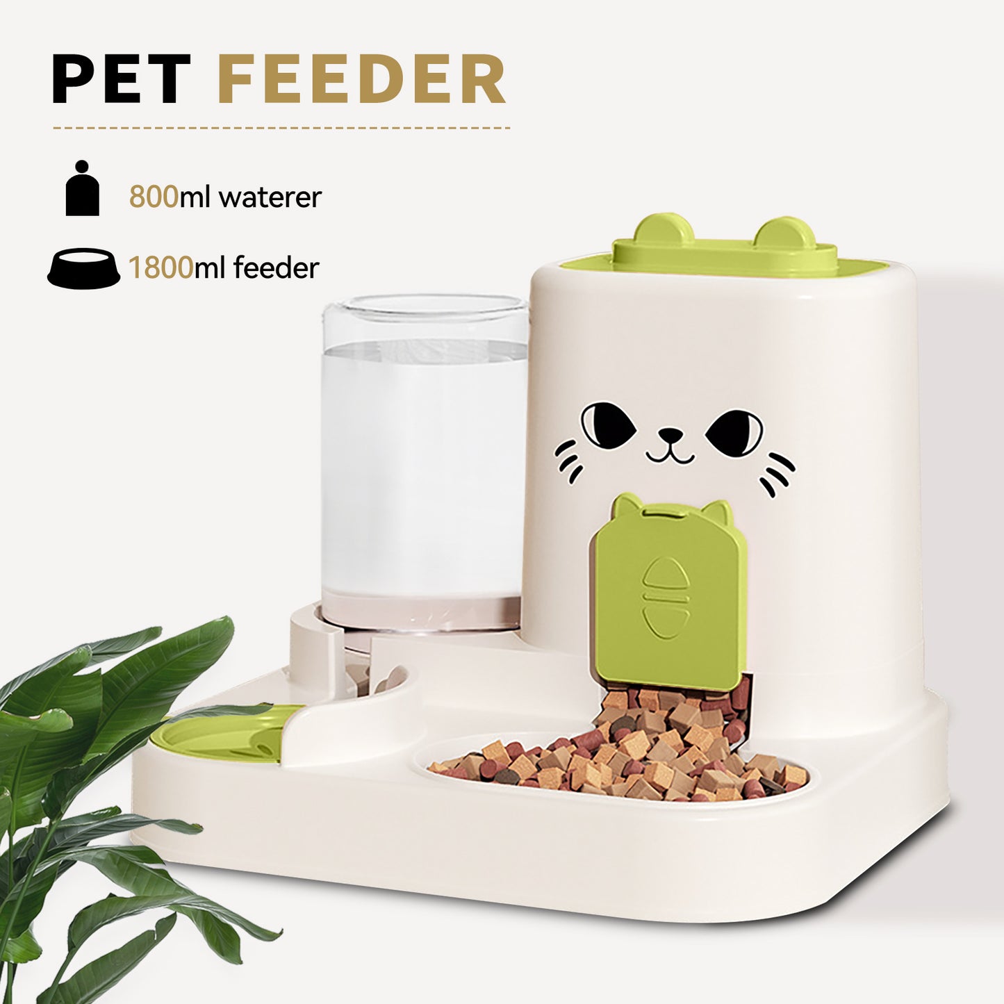 2-in-1 Automatic Cat Feeder & Water Dispenser — Dry Food + Water Bowl for Indoor Pets