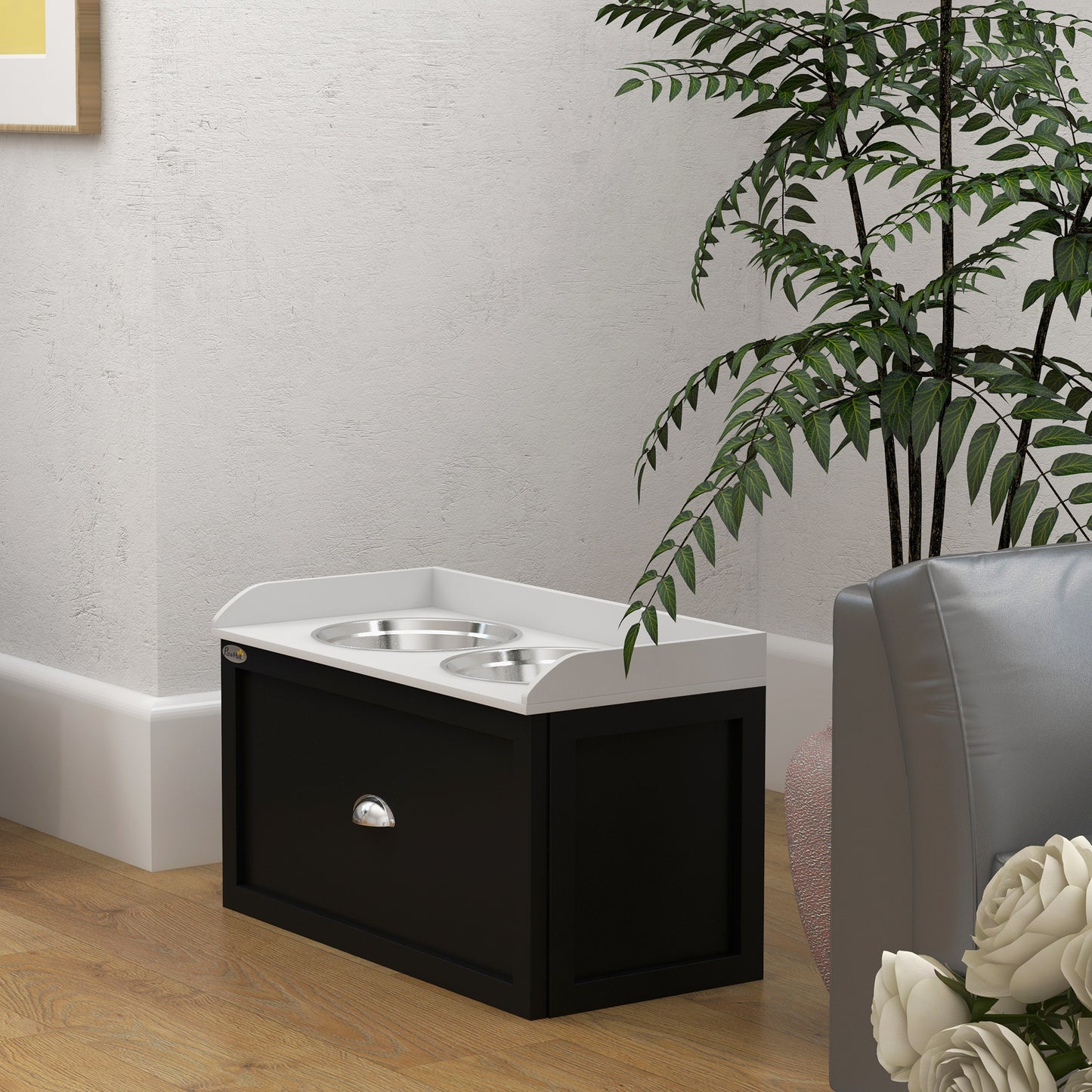 Pet Feeding Station with Storage & Dish Bowl Set — Organized Food & Water Station for Pets