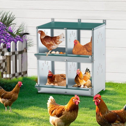 4-Compartment Galvanized Chicken Nesting Box – Durable Hen Laying Box for Backyard Coops