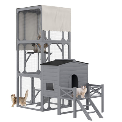 Large Wooden Catio — Spacious Outdoor Cat Enclosure for Safe Outdoor Time