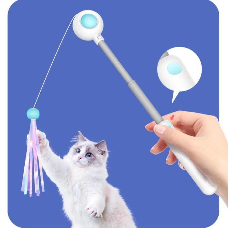 Retractable Laser Cat Stick Toy — Safe Interactive Wand for Indoor Cats