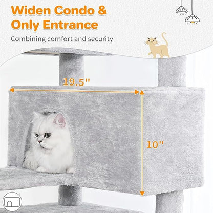 Multi-Level Cat Tree with 2 Cozy Apartments — Indoor Climbing & Play Tower