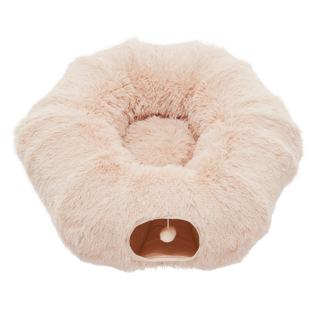Soft Plush Cat Tunnel & Bed — Indoor Peek-A-Boo Donut Tunnel for Cats