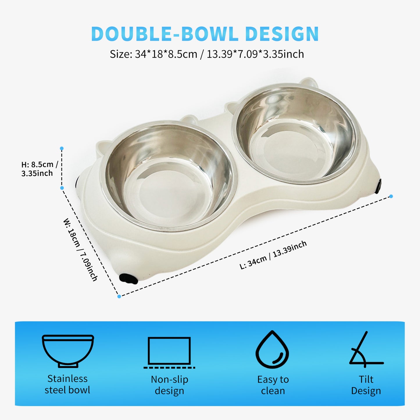 Double Stainless Steel Pet Bowl Set — Durable Pet Feeding & Water Station