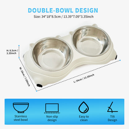 Double Stainless Steel Pet Bowl Set — Durable Pet Feeding & Water Station