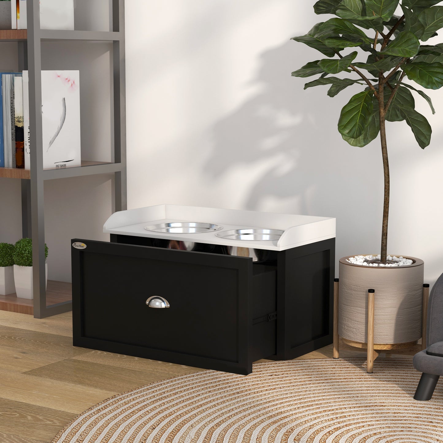 Pet Feeding Station with Storage & Dish Bowl Set — Organized Food & Water Station for Pets