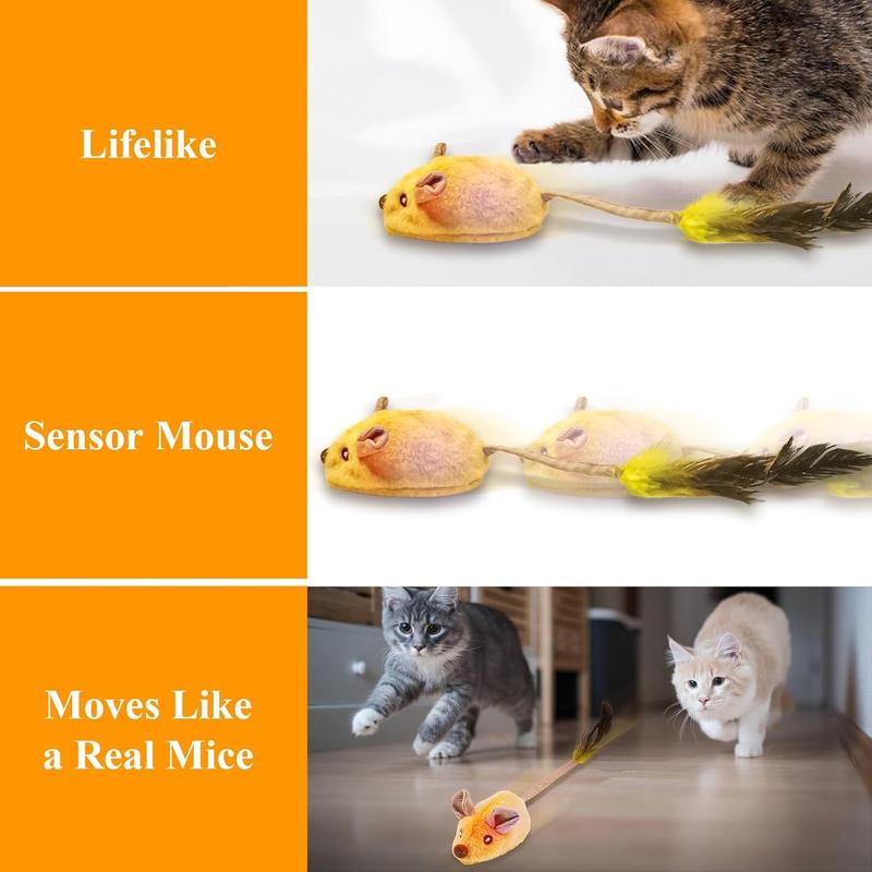 Interactive USB-Rechargeable LED Mouse Toy — Automatic Moving, Chirping & Feather Tail Cat Toy for All Breeds