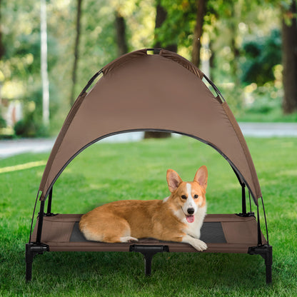 48" x 36" Elevated Portable Dog Cot with Canopy – Cooling Outdoor Pet Bed for Dogs