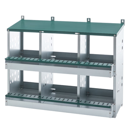 6-Compartment Chicken Nesting Box – Galvanized Poultry Nest Box for Small & Medium Flocks