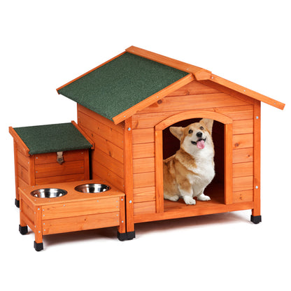 Wooden Pet House with Green Asphalt Roof — Cozy Outdoor Shelter for Dogs & Cats
