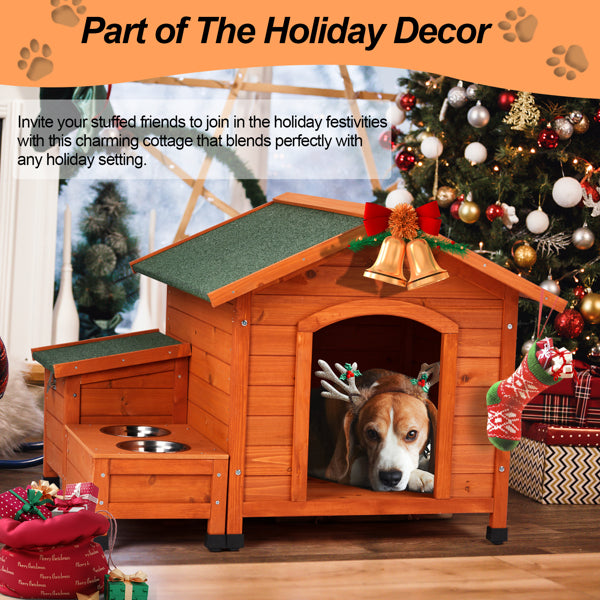 Wooden Pet House with Green Asphalt Roof — Cozy Outdoor Shelter for Dogs & Cats