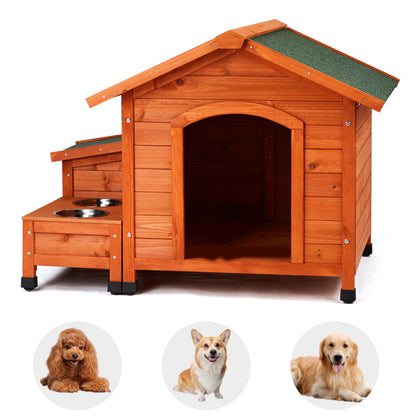 Wooden Pet House with Green Asphalt Roof — Cozy Outdoor Shelter for Dogs & Cats