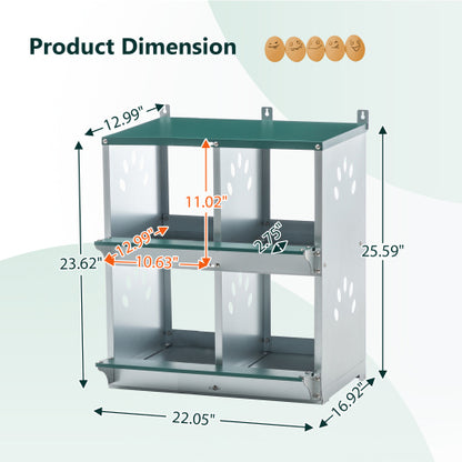 4-Compartment Galvanized Chicken Nesting Box – Durable Hen Laying Box for Backyard Coops