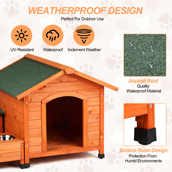 Wooden Pet House with Green Asphalt Roof — Cozy Outdoor Shelter for Dogs & Cats