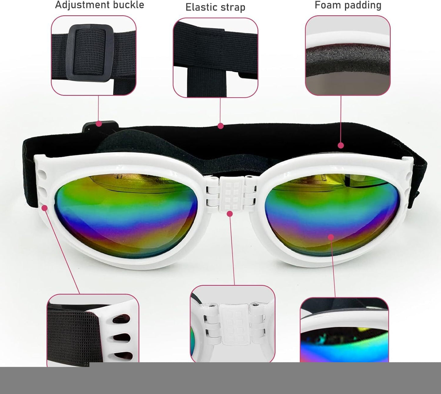 Pet Sunglasses & Goggles — Windproof UV Glasses for Dogs & Cats with Adjustable Strap