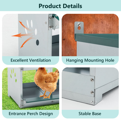 4-Compartment Galvanized Chicken Nesting Box – Durable Hen Laying Box for Backyard Coops