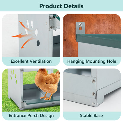 4-Compartment Galvanized Chicken Nesting Box – Durable Hen Laying Box for Backyard Coops