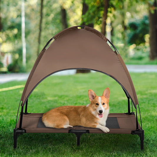 48" x 36" Elevated Portable Dog Cot with Canopy – Cooling Outdoor Pet Bed for Dogs