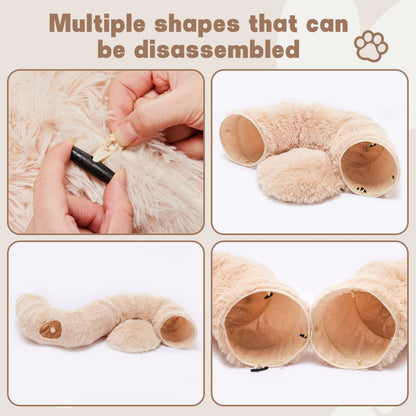 Soft Plush Cat Tunnel & Bed — Indoor Peek-A-Boo Donut Tunnel for Cats